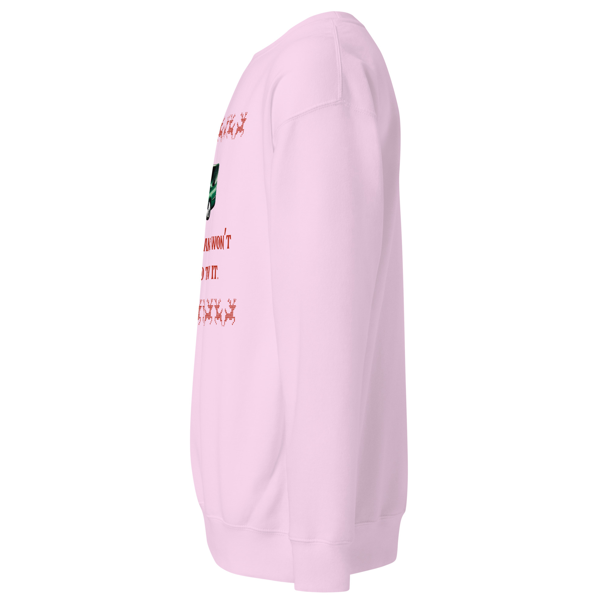 Roosa kampsuni külgvaade vasakult poolt